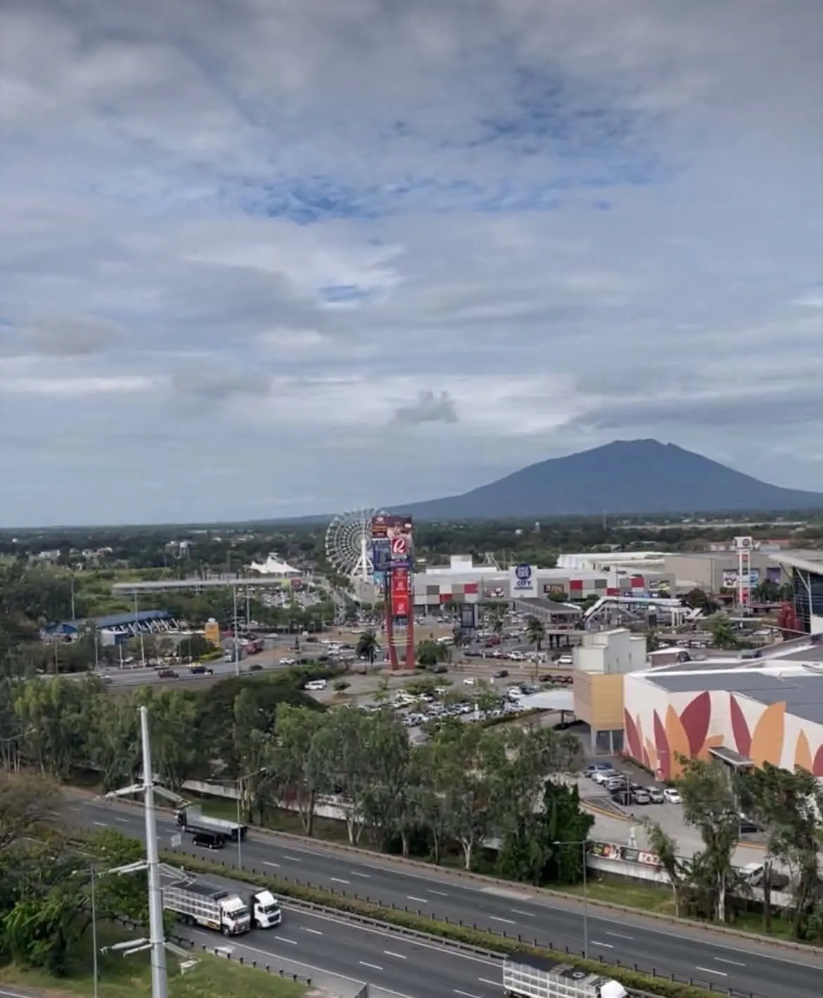 Terrace view of the mall and mountain skyline